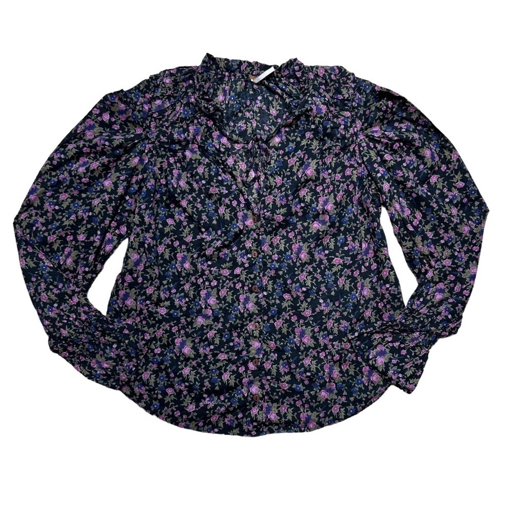 Free People Long Sleeve Button Up Floral Cotten Blouse | U.S. Woman’s XSmall